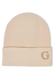 GUESS Czapka Kobiety beżowy, ONE SIZE. Brązowe czapki damskie Guess, z aplikacjami, z wiskozy. Za 179.95 zł.