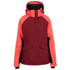Damska Kurtka Narciarska Ursula DLX. Czerwone kurtki sportowe damskie Trespass, xl, bez wzorów, z materiału, bez ramiączek, z kapturem, narciarskie. Za 1,681.99 zł.