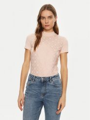 Guess T-Shirt W5RI15 J1314 Różowy Regular Fit. Czerwone t-shirty damskie Guess, l, z aplikacjami, z bawełny, bez kołnierzyka, bez ramiączek. Za 139.99 zł.