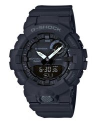 Zegarek męski Casio GBA-800-1AER, Quartz, 48mm, 20ATM. Czarne, cyfrowe zegarki męskie Casio, bez wzorów, z materiału. Za 545.00 zł.