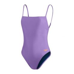 Strój pływacki jednoczęściowy Speedo Logo Deep U-Back. Brązowe stroje kąpielowe damskie Speedo, s, bez wzorów, z materiału. Za 85.57 zł.