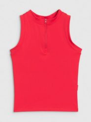 4F Crop-top slim damski - czerwony S. Czerwone topy damskie 4F, s, bez wzorów, z dzianiny, sportowe, bez kołnierzyka, bez ramiączek. W wyprzedaży za 49.99 zł.