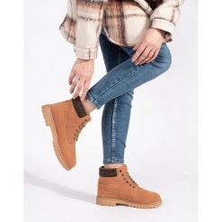 Original Walkman Shoes Camelowe Traperki Ze Skóry brązowe. Brązowe trapery damskie ze skóry, bez zapięcia. Za 141.46 zł.