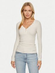 Guess Bluzka Kyla W4BP51 KBCO2 Biały Regular Fit. Białe bluzki damskie Guess, l, z aplikacjami, z wiskozy, bez kołnierzyka, bez ramiączek. Za 159.99 zł.