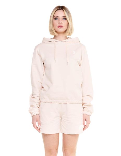 Elegancka krótka bluza bokserska z kapturem. Brązowe bluzy damskie LEONE 1947 APPAREL, s, bez wzorów, z bawełny, eleganckie, bez ramiączek, z kapturem. Za 84.16 zł.
