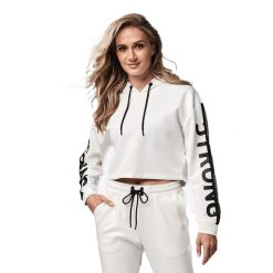 Bluza STRONG ID Branded Crop biaĹ‚a. Białe bluzy damskie STRONG ID, l, bez wzorów, sportowe, bez ramiączek, bez kaptura. Za 89.99 zł.