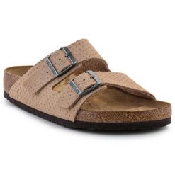 Klapki Birkenstock Arizona Bs M 1027075 beżowy. Brązowe klapki męskie bez wzorów, z materiału, bez zapięcia. Za 692.72 zł.
