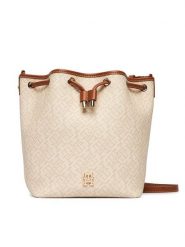 Tommy Hilfiger Torebka Th Monoplay Bucket Le AW0AW18847 Beżowy. Brązowe torebki do ręki damskie Tommy Hilfiger, bez wzorów, ze skóry, bez dodatków. Za 699.99 zł.