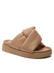 Inuikii Klapki Soft Crossed 70104-140 Beżowy. Brązowe klapki damskie Inuikii, bez wzorów, ze skóry, bez obcasa, bez zapięcia. Za 629.99 zł.