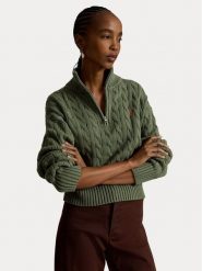 Polo Ralph Lauren Sweter 211963467508 Zielony Regular Fit. Zielone swetry nierozpinane damskie Polo Ralph Lauren, xs, bez wzorów, z bawełny, bez kołnierzyka, bez ramiączek. Za 1,199.00 zł.