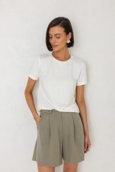 T-SHIRT ROMA MODAL ECRU XS - Flawless. T-shirty damskie Flawless, s, bez wzorów, z jeansu, bez kołnierzyka, bez ramiączek. Za 200.00 zł.