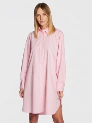 Tommy Hilfiger Sukienka koszulowa Solid WW0WW37102 Różowy Oversize. Czerwone sukienki damskie Tommy Hilfiger, bez wzorów, z bawełny, bez kołnierzyka, bez ramiączek, koszulowe. Za 659.99 zł.