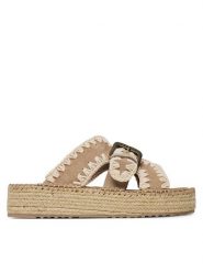 Mou Klapki Jute sandal MU.SW641003A Różowy. Czerwone klapki damskie Mou, bez wzorów, ze skóry, bez obcasa, bez zapięcia. Za 604.99 zł.