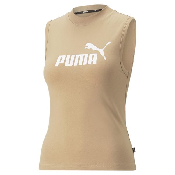 Koszulka Kobieta Puma Ess Slim Logo beżowy. Brązowe bluzki damskie Puma, s, bez wzorów, sportowe, bez kołnierzyka, bez ramiączek. W wyprzedaży za 91.60 zł.