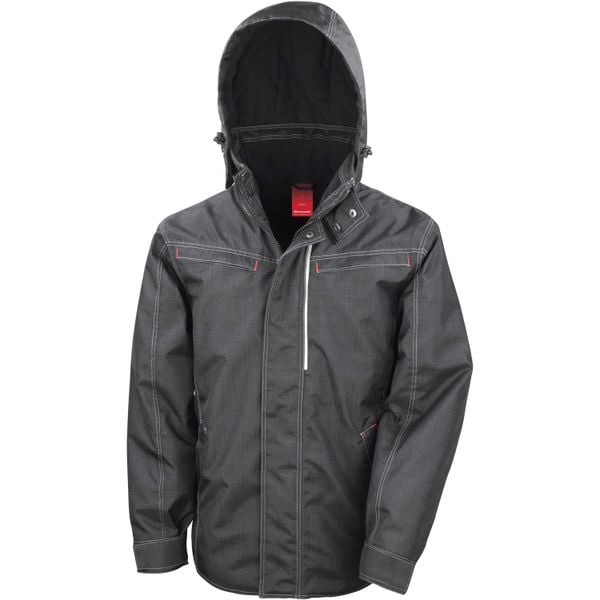Parka Result Robuste "effet Denim". Czarne parki damskie RESULT, m, bez wzorów, z denimu, bez kołnierzyka, bez kaptura. Za 251.85 zł.
