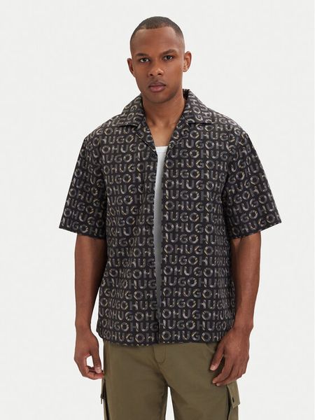 HUGO Koszula Espino 50560606 Czarny Oversize. Czarne koszule męskie Hugo, l, bez wzorów, z bawełny, bez kołnierzyka, bez ramiączek. Za 279.99 zł.