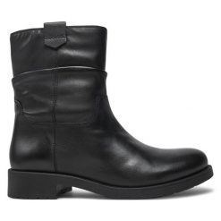 Botki Geox. Czarne botki damskie Geox, bez wzorów, bez obcasa, na płaskiej podeszwie, bez zapięcia. Za 529.99 zł.