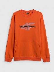 4F Bluza dresowa regular bez kaptura męska - pomarańczowa XL. Brązowe bluzy męskie 4F, m, bez wzorów, z dresówki, bez ramiączek, bez kaptura. Za 159.99 zł.