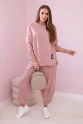 Komplet bawełniany bluza + spodnie ciemny różowy. Czerwone bluzy damskie KESI, l, bez wzorów, z bawełny, biznesowe, bez ramiączek, bez kaptura. Za 284.37 zł.