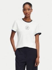 Tommy Hilfiger T-Shirt Th Roundal WW0WW50032 Biały Regular Fit. Białe t-shirty damskie Tommy Hilfiger, s, bez wzorów, z bawełny, bez kołnierzyka, bez ramiączek. Za 249.99 zł.