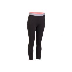 Legginsy fitness kardio 7/8 100 damskie. Czarne legginsy damskie DOMYOS, bez wzorów, z elastanu. Za 54.99 zł.