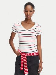 Tommy Jeans T-Shirt DW0DW17385 Biały Slim Fit. Białe t-shirty damskie Tommy Jeans, l, bez wzorów, z bawełny, bez kołnierzyka, bez ramiączek. Za 149.99 zł.