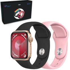 Extralink Lifestyle Smartwatch F89 | Smartband | Złoty + różowa/czarna opaska. Czarne zegarki smartwatch ExtraLink, bez wzorów. Za 76.69 zł.