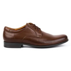 Kampol Buty męskie eleganckie skórzane 344KAM brązowe. Brązowe buty wizytowe męskie bez wzorów, z jeansu, bez obcasa, bez zapięcia. Za 362.62 zł.