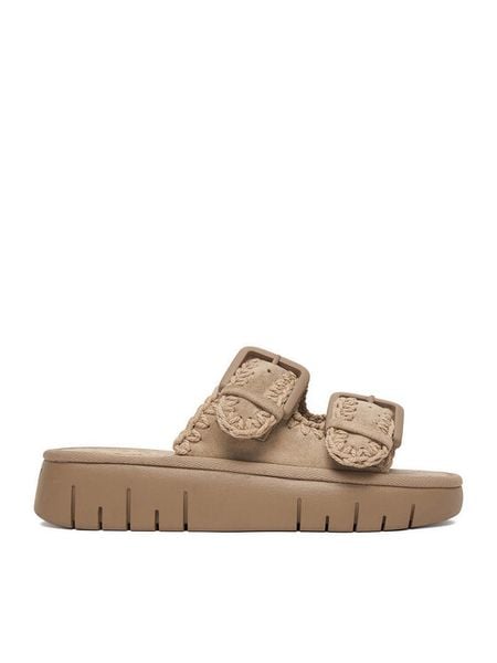 Roxy Klapki CWBEOB-HY62277-10 Beżowy. Brązowe klapki damskie Roxy, bez wzorów, z materiału, bez obcasa, bez zapięcia. Za 179.99 zł.