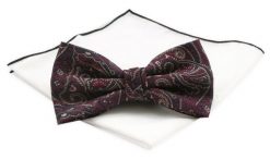 Mucha Męska z Białą Poszetką - Chattier - Bordo z Orientalnym Wzorem. Czerwone krawaty i muchy Chattier, bez wzorów, z mikrofibry, eleganckie. Za 59.00 zł.