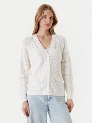 Guess Kardigan W5YR55 Z2ZK2 Biały Regular Fit. Białe kardigany damskie Guess, xs, z aplikacjami, z bawełny, bez kołnierzyka. Za 299.99 zł.