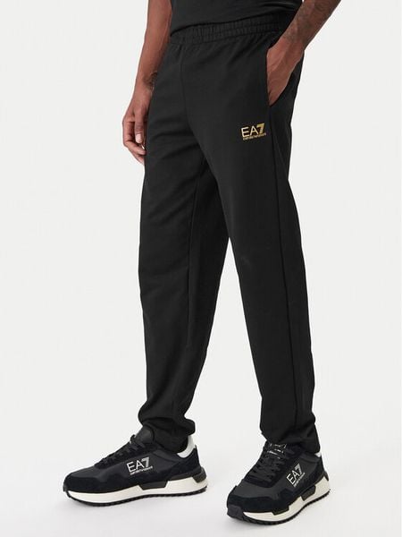 EA7 Emporio Armani Spodnie dresowe 8NPP65 PJVRZ MC004 Czarny Regular Fit. Czarne spodnie sportowe męskie EA7 Emporio Armani, m, bez wzorów, z bawełny. Za 389.99 zł.