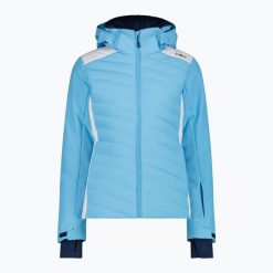 Kurtka narciarska damska CMP 35W0166 Zip Hood. Niebieskie kurtki sportowe damskie CMP, na zimę, bez wzorów, bez ramiączek, bez kaptura, narciarskie. Za 879.99 zł.