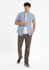 Koszula z krótkim rękawem, Regular Fit, C-TRIFO. Niebieskie koszule męskie Volcano, m, bez wzorów, z bawełny, klasyczne, bez kołnierzyka, bez ramiączek. Za 139.99 zł.