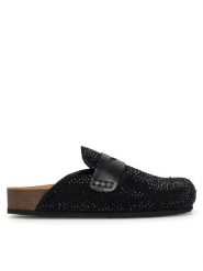 Eva Minge Klapki PERPETUE-24SS03 Czarny. Czarne klapki damskie Eva Minge, bez wzorów, ze skóry, bez obcasa, bez zapięcia. Za 399.99 zł.