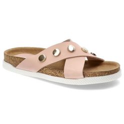 Różowe Klapki Chebello Skórzane Buty Na Lato. Czerwone klapki damskie CheBello, na lato, bez wzorów, z jeansu, eleganckie, bez obcasa, bez zapięcia. Za 169.00 zł.