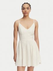 Tommy Jeans Sukienka letnia Skater DW0DW22345 Beżowy jasny Slim Fit. Brązowe sukienki damskie Tommy Jeans, na lato, xs, bez wzorów, z jeansu, bez kołnierzyka, bez ramiączek. Za 489.99 zł.