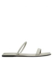 Calvin Klein Klapki Flat Sandal Squared 2-Bar Lth HW0HW02532 Écru. Klapki damskie Calvin Klein, bez wzorów, ze skóry, bez obcasa, bez zapięcia. Za 439.99 zł.