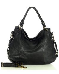 Shopper bag czarny MARCO MAZZINI v136d. Czarne shopperki damskie bez wzorów, ze skóry, na ramię, bez dodatków. Za 569.05 zł.