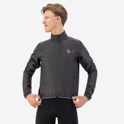 Kurtka rowerowa męska Rogelli Essential. Czarne kurtki męskie Rogelli, m, bez wzorów, z poliesteru, bez kaptura, do biegania. Za 329.00 zł.