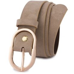 Pasek skórzany BELTIMORE r.90-105 cm E53 beżowy. Brązowe paski damskie bez wzorów. Za 49.99 zł.