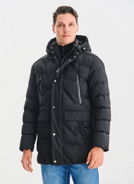 PAKO LORENTE – Czarna kurtka męska na zimę. Czarne kurtki męskie Pako Lorente, na zimę, m, bez wzorów, z poliamidu, z kapturem. Za 499.99 zł.