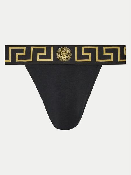 Versace Slipy Jock Strap AUU01017 1A10011 Czarny. Czarne slipki męskie Versace, m, bez wzorów, z bawełny. Za 259.99 zł.