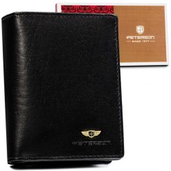 Portfel damski Peterson PTN 2549-BO czarny. Czarne portfele damskie Peterson, ze skóry. Za 84.49 zł.
