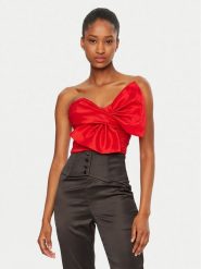 Bardot Top 59744TB Czerwony Slim Fit. Czerwone topy damskie Bardot, bez wzorów, z syntetyku, bez kołnierzyka, bez ramiączek. Za 299.99 zł.