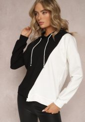 Czarna Bawełniana Bluza z Kapturem i Ściągaczami Ardente. Czarne bluzy damskie Renee, bez wzorów, z bawełny, casualowe, bez ramiączek, z kapturem. Za 79.99 zł.