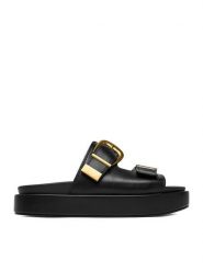 DeeZee Klapki CEO-HY86733-1 Czarny. Czarne klapki damskie DeeZee, bez wzorów, ze skóry, bez obcasa, bez zapięcia. Za 149.99 zł.