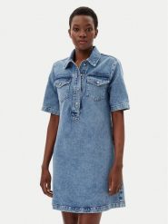 Liu Jo Sukienka jeansowa UA5191 D4990 Niebieski Regular Fit. Niebieskie sukienki damskie Liu Jo, bez wzorów, z bawełny, bez kołnierzyka, bez ramiączek. Za 459.99 zł.