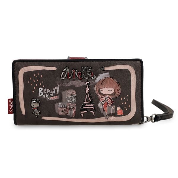 Brązowy Duży Damski Portfel Anekke Mademoiselle. Brązowe portfele damskie Anekke, z materiału. Za 199.00 zł.