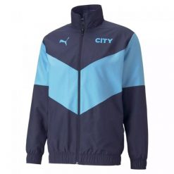 Kurtka Manchester City Prematch. Niebieskie kurtki męskie Puma, xs, bez wzorów, z materiału, bez kaptura. Za 291.40 zł.